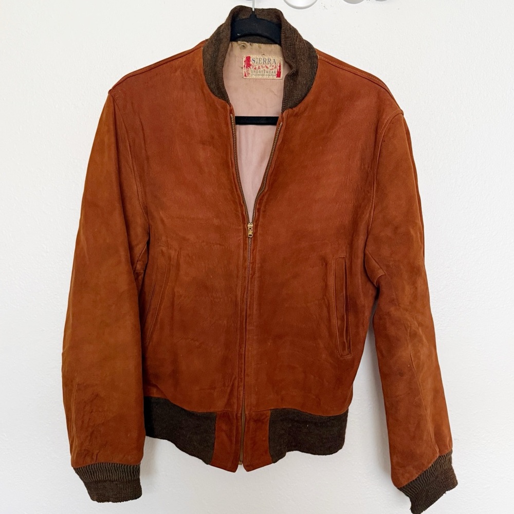 True Vintage 50s Sierra Sportswear Brown Suede Leather Jacket Scoval Zipper